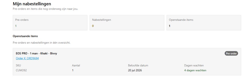 Customers see their own pre-orders